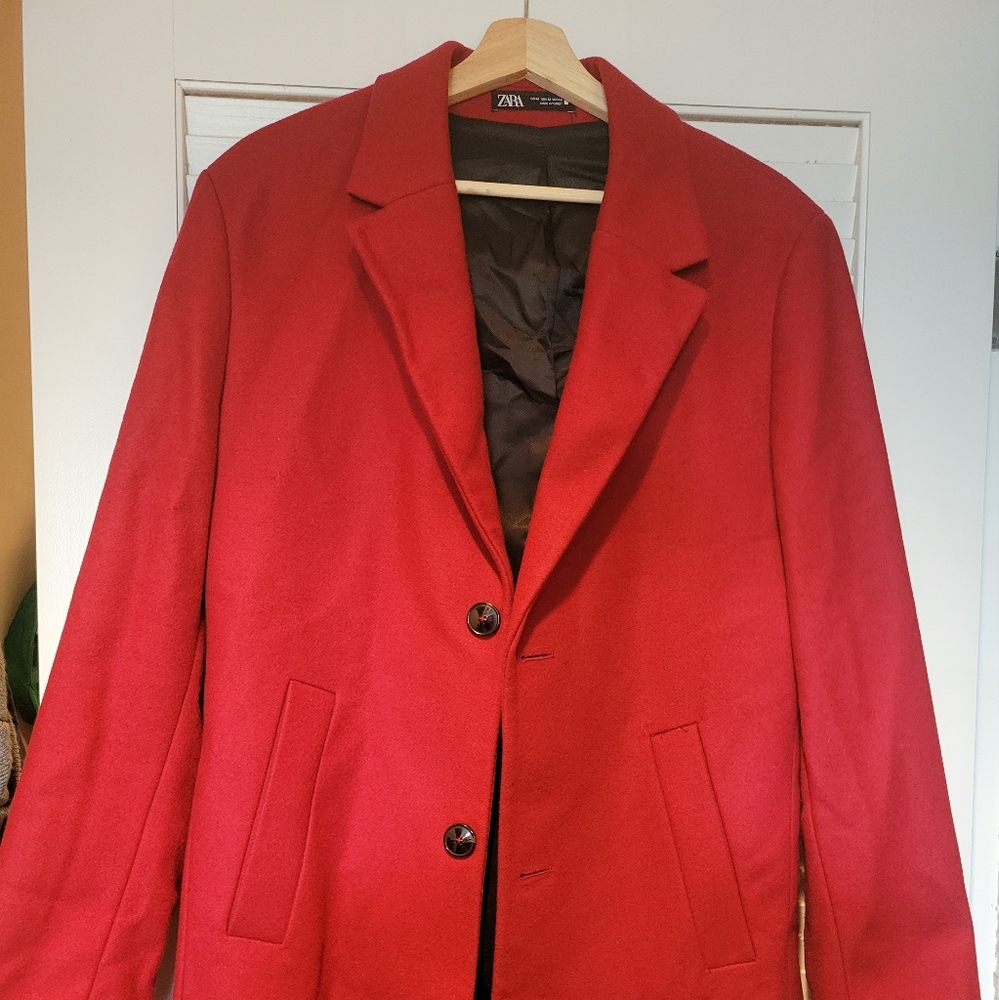 ZARA MAN M long red wool coat